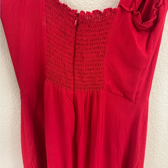 - Reformation Ruffle Trim Red Midi Dress - Picture 4 of 9